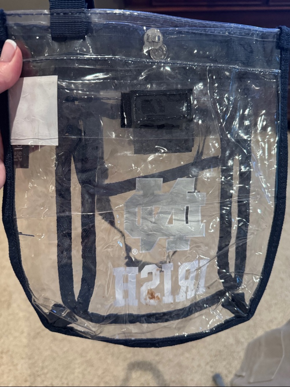 Clear Notre Dame IRISH Crossbody Bag with Navy Trim - Picture 5 of 5